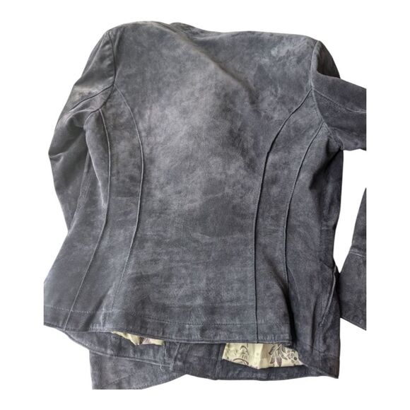 DANIER Plum Genuine Suede Leather Front Tie Pleated Jacket Size S - Picture 11 of 17